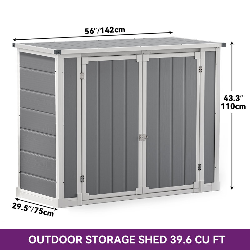 4.7 ft. W x 3.7 ft. D Resin Horizontal Storage Shed, 43.31'H x 56''W x 29.5''D