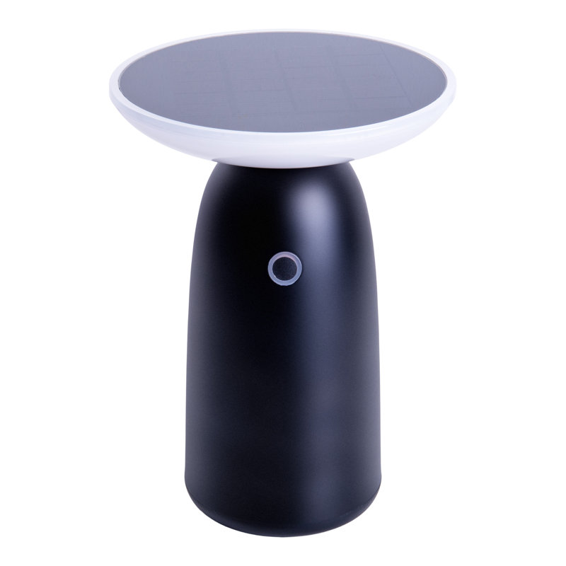 Alleria 22.5cm Solar Powered Integrated LED Outdoor Table Lamp, Black