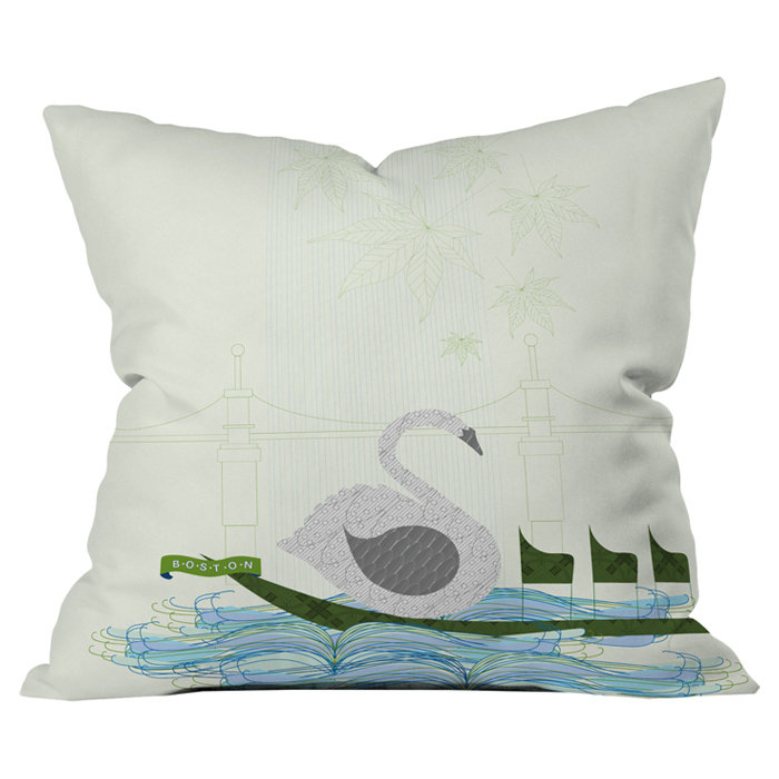 Coussin extérieur Jennifer Hill Boston Swan Boat, 18 po x 18 po