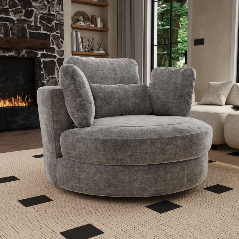 Fauteuil demi-tonneau pivotant l 50 po, Gris