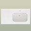 Surface de travail de l 42 po x P 22 po à surface solide avec comptoir de lavabo rectangulaire encastré à droite et comptoir blanc avec trous pré-percés et dosseret en H 1,38 po