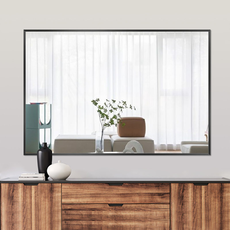 Talma Wood Flat Mirror, 36" H x 24" W, Black