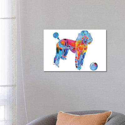 «French Poodle Dog» par Jo Lynch - peinture sur toile tendue