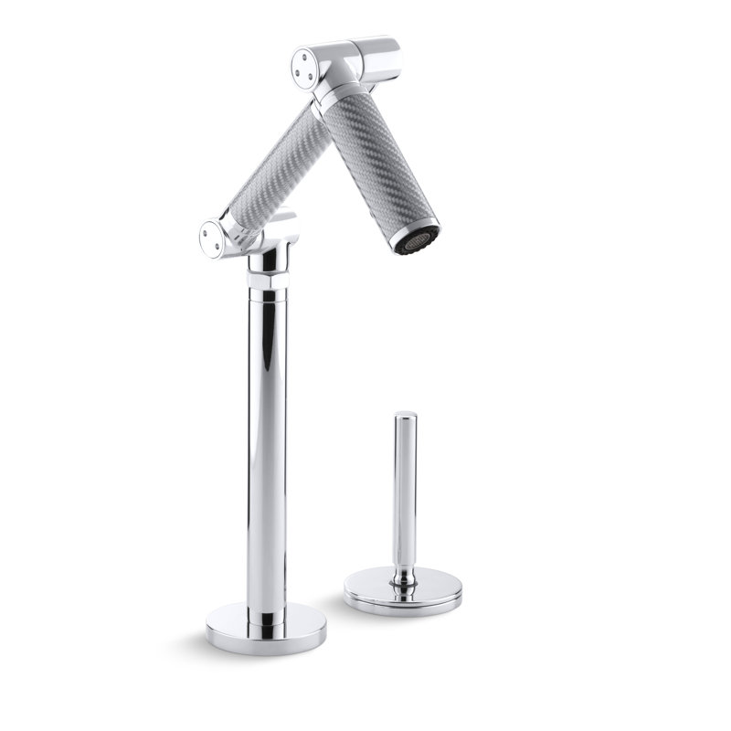 Karbon Widespread Bathroom Faucet with Drain Assembly, Polished Chrome