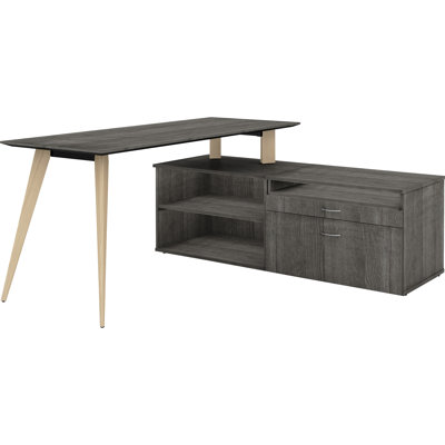 Pacitte Series Charcoal Laminate Office Furniture Credenza - 29.5" X 22" X 23.1" - 2 Shelve(S) - Finish: Charcoal, Laminate by Inbox Zero