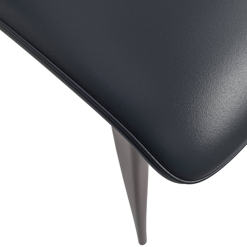Ensemble de 2 chaises Ojani rembourrées en cuir avec pieds en fer et dossier ouvert, Noir
