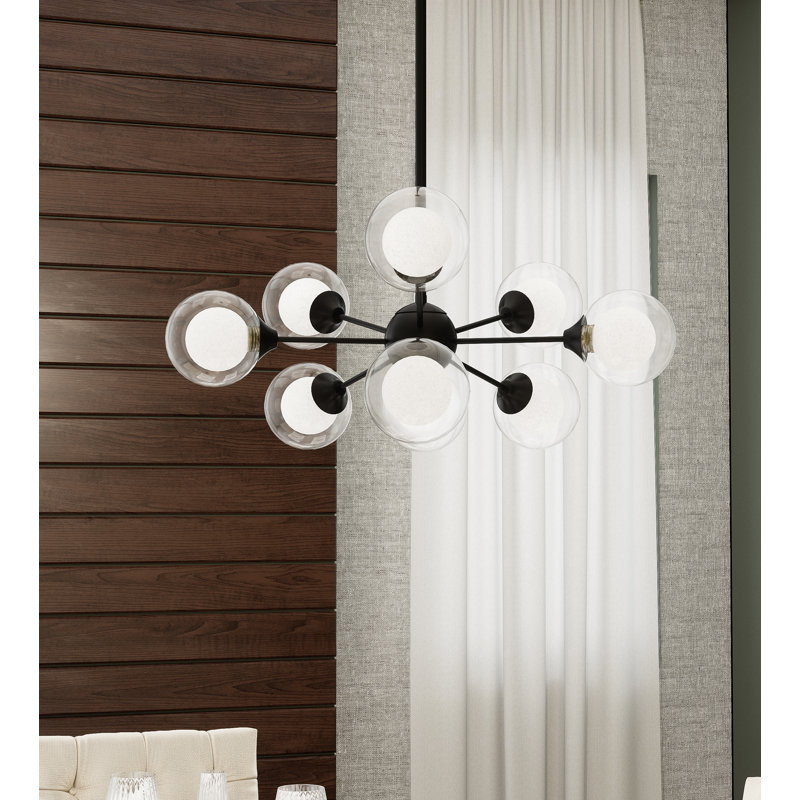 Lustre sphérique Spoutnik à 12 lumières Optimist, 10 po H x 22,75 po L x 22,75 po P, 9, Noir terre