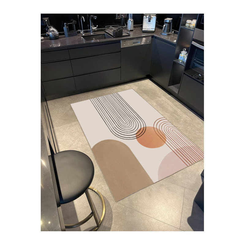 Tapis décoratif tissé à motif de paille lavable à la machine, Tapis de couloir 3 pi 3 po x 6 pi 7 po inclus