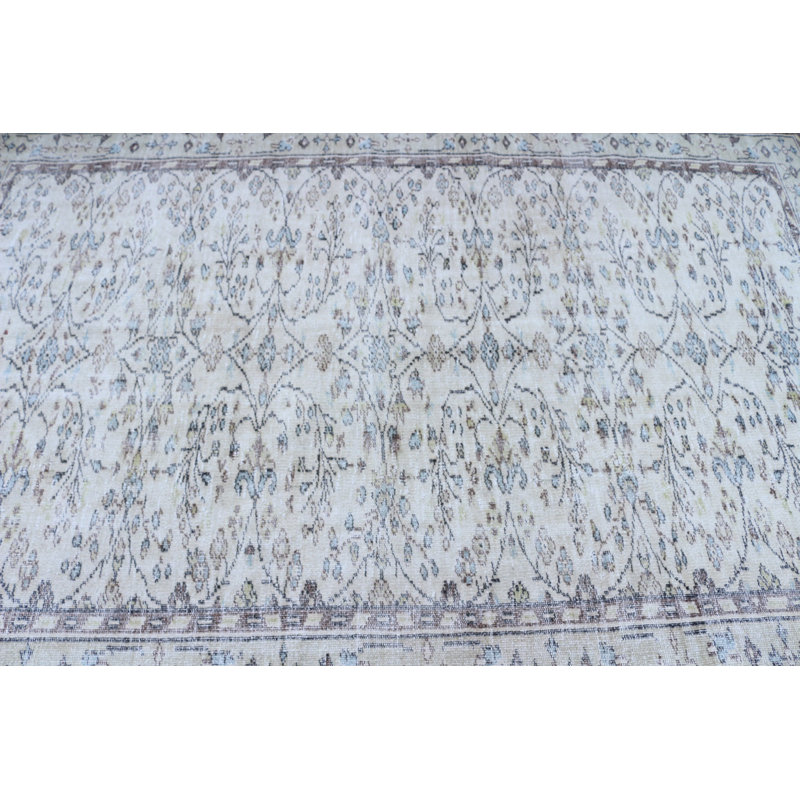 Grand tapis turc rétro pour l'extérieur et l'intérieur, idéal pour les salons et les chambres à coucher en beige