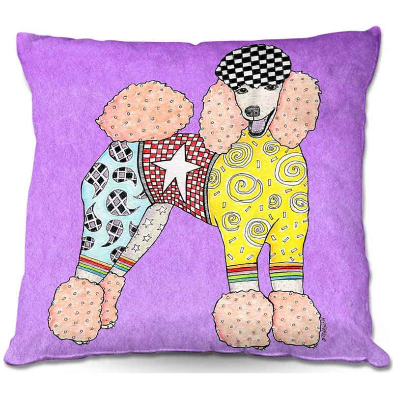  Housse et insert de coussin carré Couch Poodle Dog, 16 po x 1 po, Violet