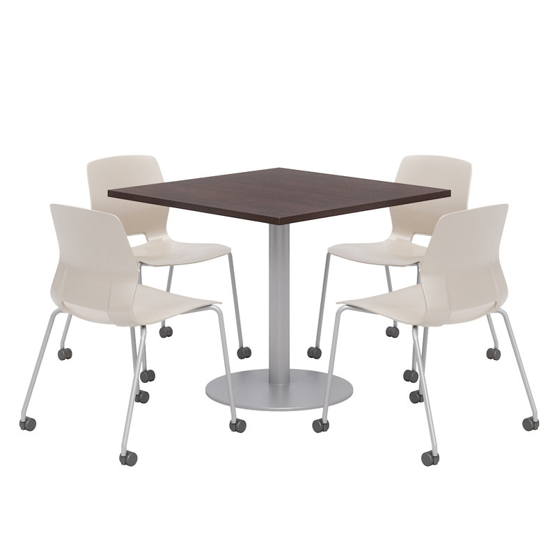 Ensemble de table de salle à manger carrée 36 po et chaises, H 29 po x L 42 po x P 42 po, Espresso, Corail