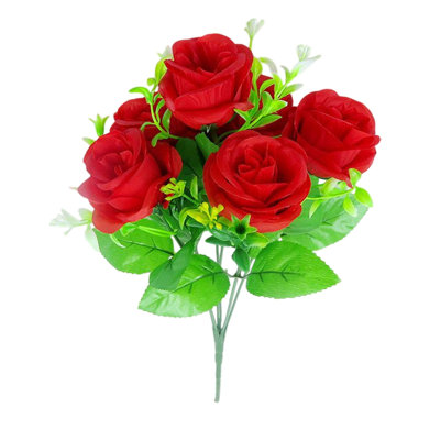 Artificial Fake Flowers Faux Silk Flowers Mother's Day Rose Simulation Bouquet Large Bundle of 6 Head Living Room Dining Table Ornament Flowers