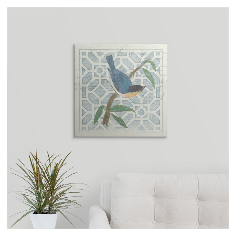 « nogravureing tile i blue oiseau », impression, H 35 po x l 35 po x P 1,5 po, Toile