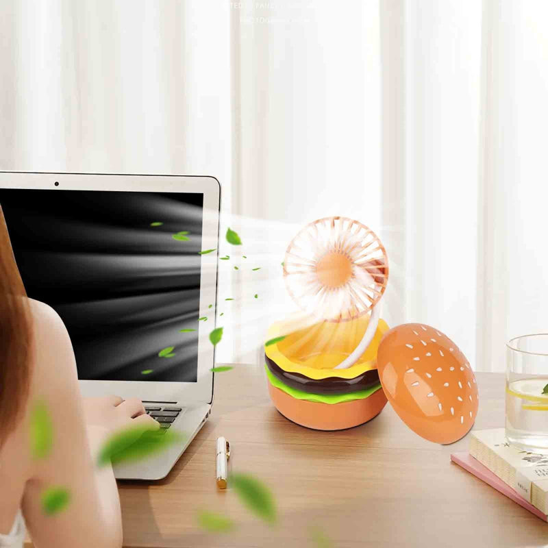 Mini ventilateur portatif USB avec miroir Beauty, Yellow