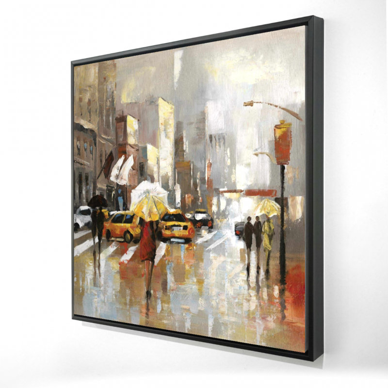 «People With Umbrellas Walking Across The Street» sur toile