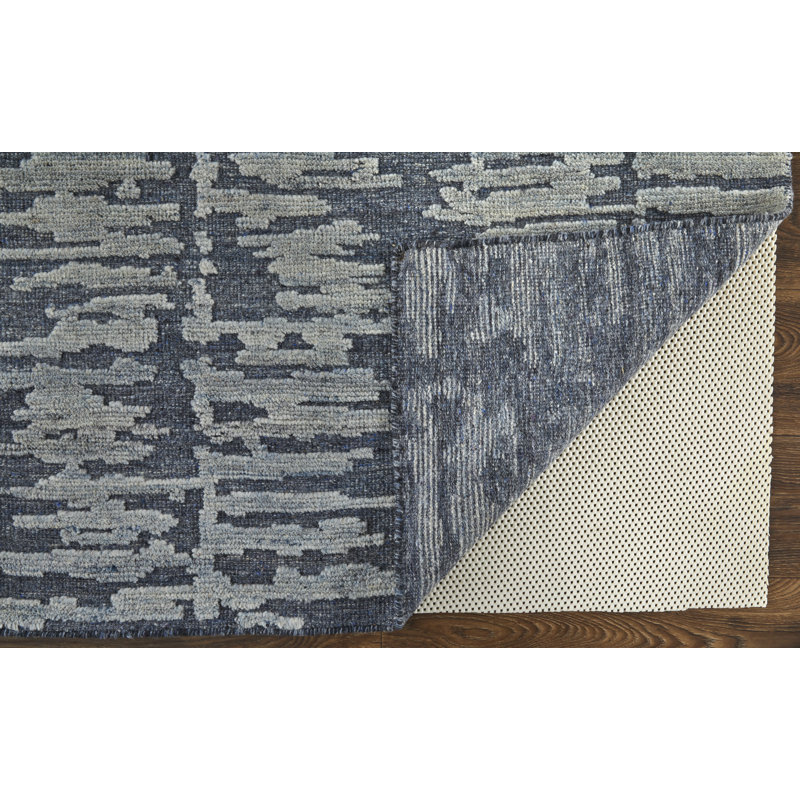 Berwyn Modern Abstract, Blue/Silver/Gray Area Rug, Rectangle 5'6" x 8'6"