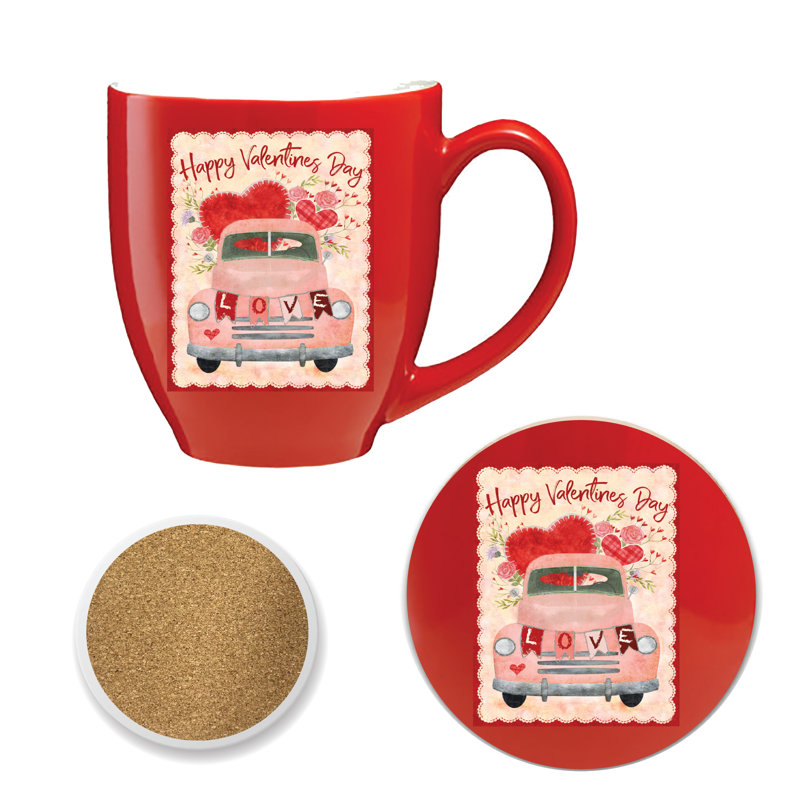 Ensemble de 16 tasses et sous-verres Valentine Truck
