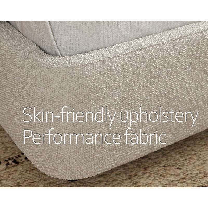 Performance Boucle Fabric Bed with Modern Thick & Smooth Headboard, Meliek
