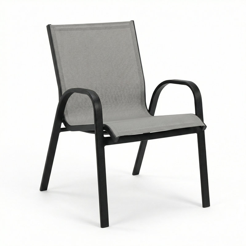 Chaise avec accoudoirs, Harnais gris tourterelle / noir mat