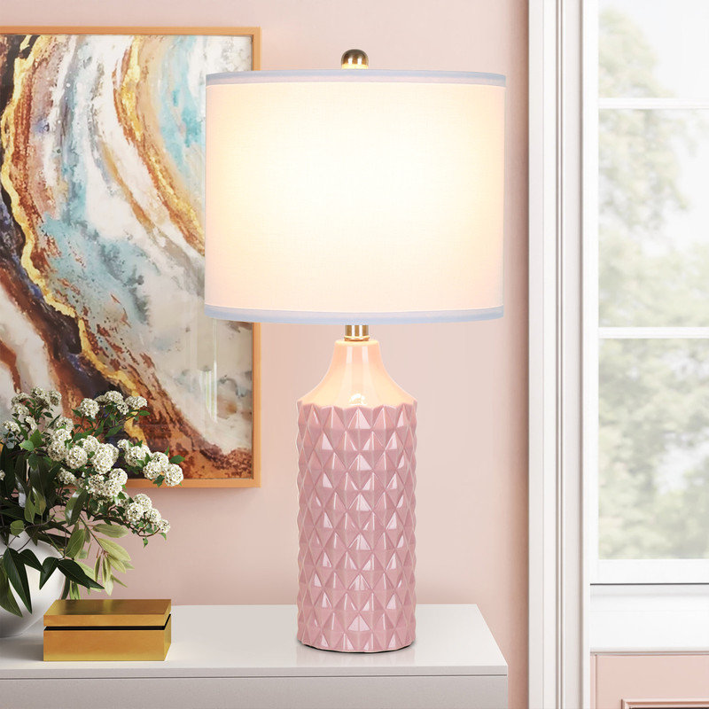 Creight Ceramic Table Lamp, Pink