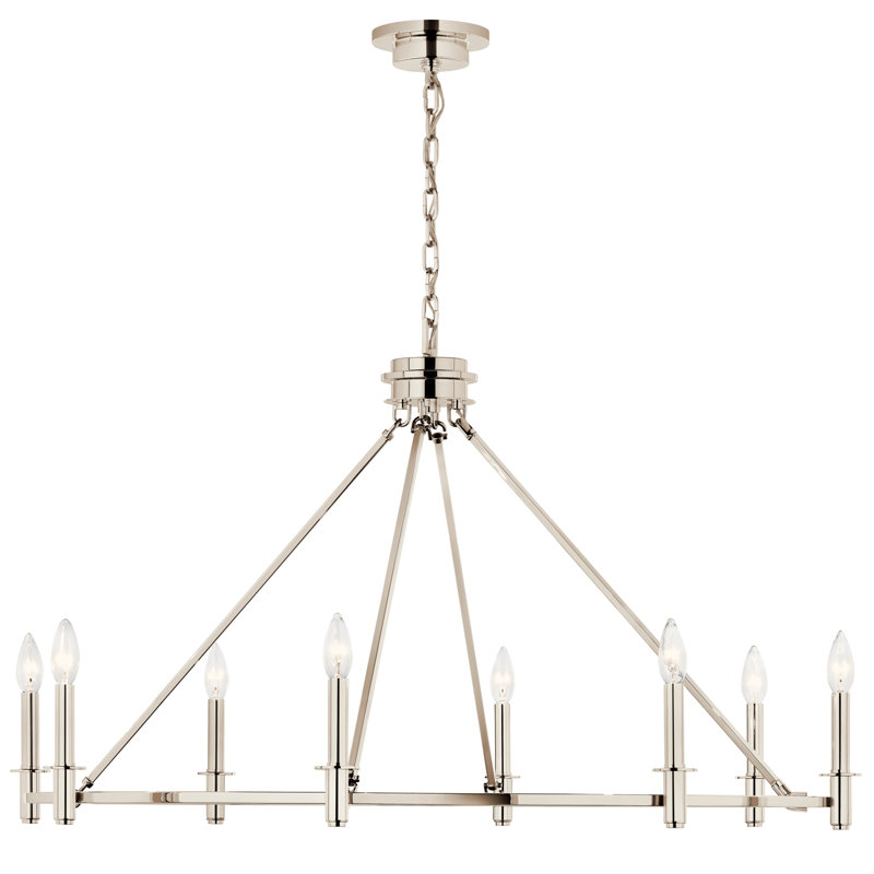  Lustre en acier à intensité variable, H 23,75 po x l 40,75 po x P 40,75 po, Nickel poli, 8