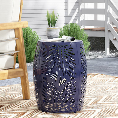 Table d'appoint en métal avec coupe en fer - bleu marine, l 16,41 po x P 16,41 po H 20,35 po, placement instantané de style moderne bleu marine, aucun assemblage requis