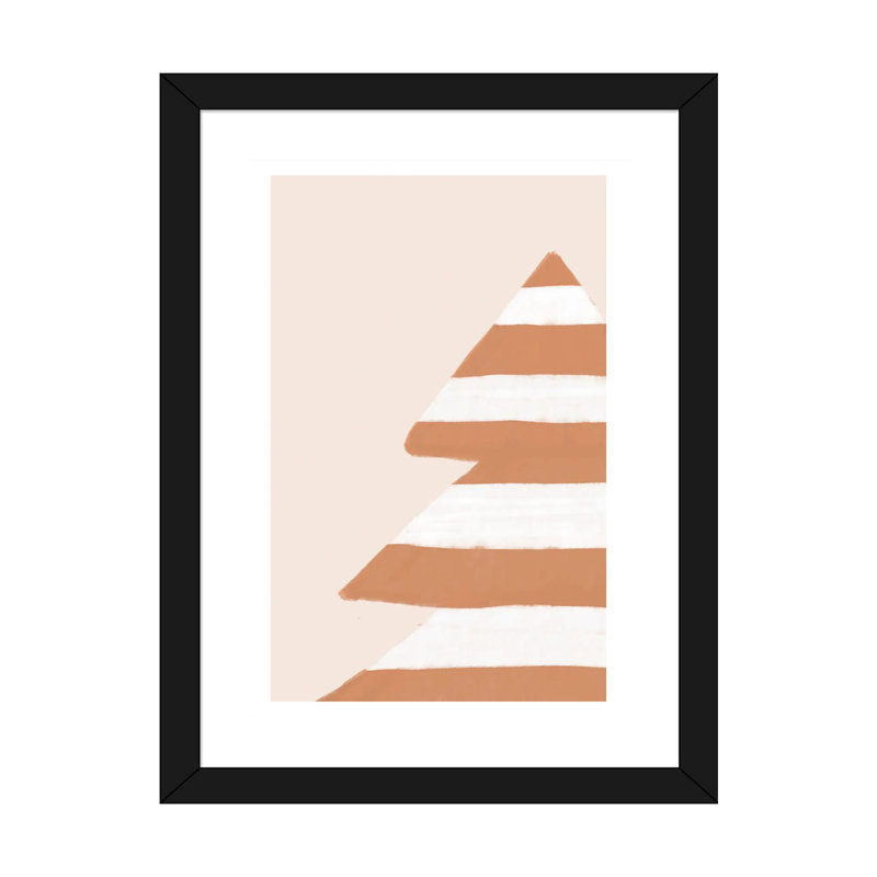 "Stripey Xmas Tree" par Orara studio, reproduction d’art, H 32 po x l 24 po x P 1 po, Papier encadré noir, Blanc