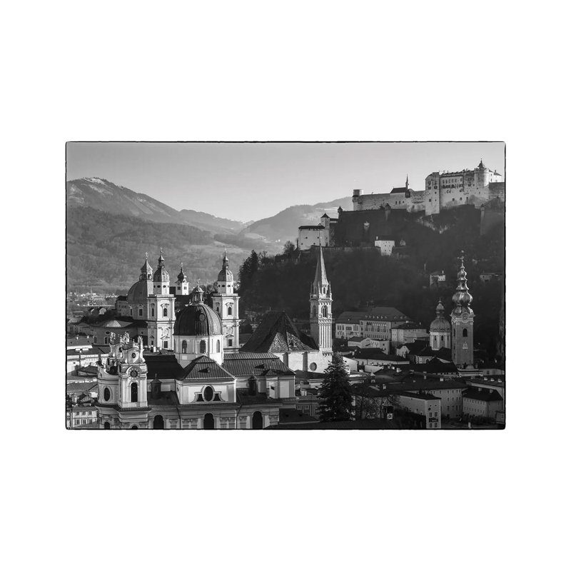 Elevated View Of Buildings In City, Salzburg, Salzburgerland, Austria - Wrapped Canvas Print