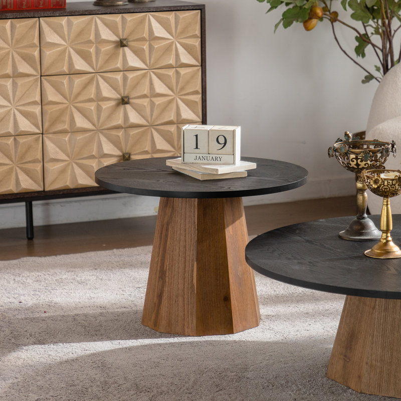 Round Wooden Coffee Table, 16.73" H x 23.62" W x 23.62" D