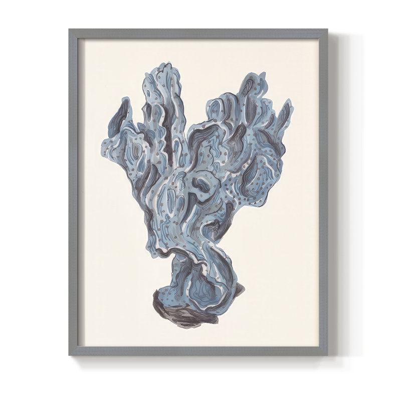 Reproduction encadrée Indigo Reef II - bois massif, H 30 po x l 24 po, Gris