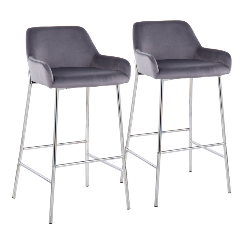 Tabouret 30 ", Tabouret de bar (siège d'une hauteur de 30 po), Chrome, Mélange de polyester gris anthracite