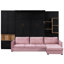 Grand lit, combinant style et économie d'espace avec grand lit, rangement, deux lumières, lit superposé noir et rose surdimensionné pour un usage domestique