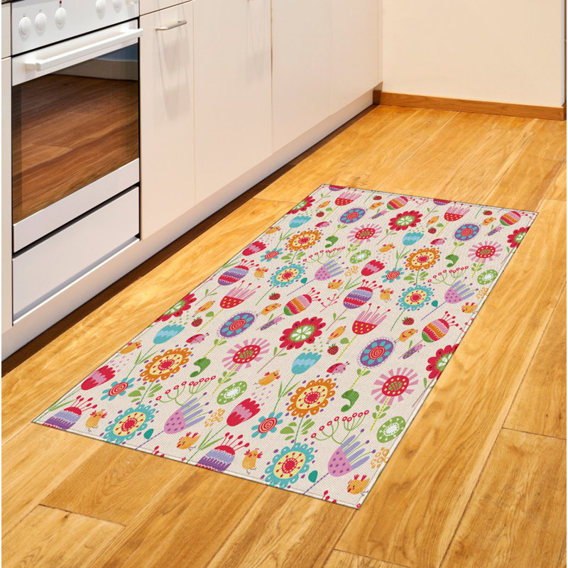 Floral High Density Long Fiber Poly Threads Decorative Area Rug Carpet, Rectangle 4' x 5'8"
