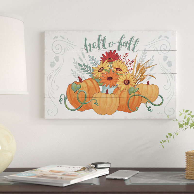 «Fall Fun I» par Janelle Penner - Estampe numérique sur toile tendue avec châssis, H 18 po x l 26 po x P 1,5 po, Pas de tapis
