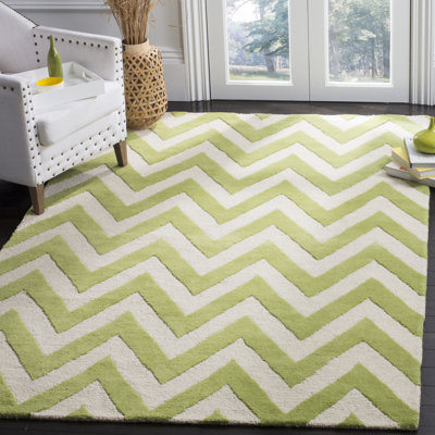Nero Chevron Wool Hand Woven Area Rug