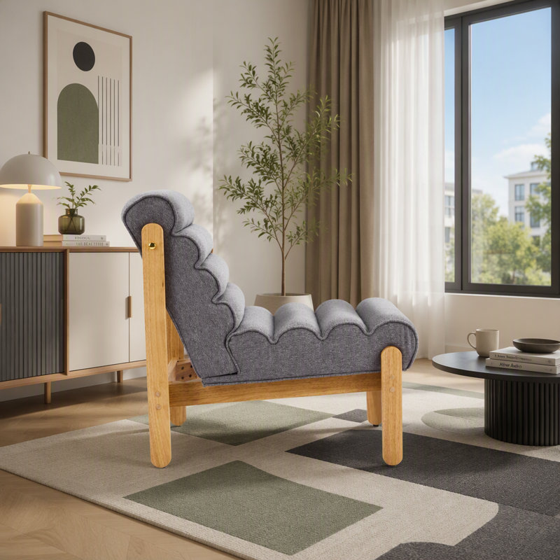 Fauteuil d'appoint Fluffy, Naturel, Gris foncé