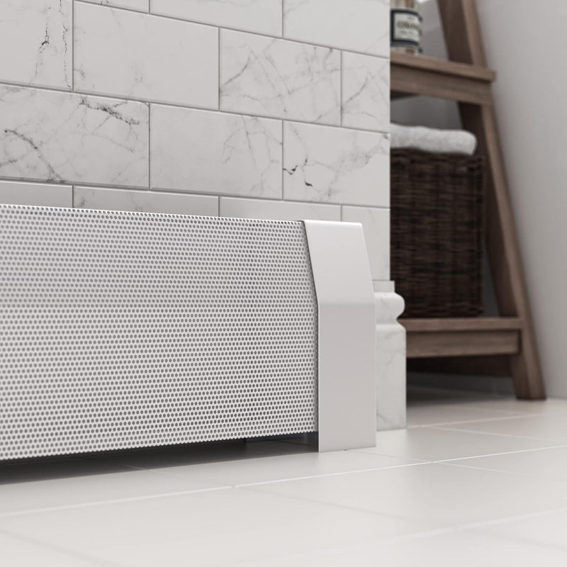 Baseboarders Premium Series Galvanized Steel Easy Slip-on Baseboard Heater Cover Set - White | Heater Cover and Endcaps Included