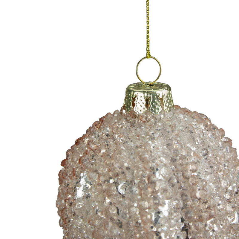 Ornement de Noël suspendu 4 po en forme de pomme de pin rose et or