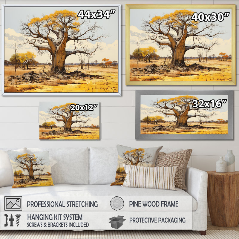 Desert Baobabs Resistance sur toile, H 30 po x l 40 po x P 1,5 po, Toile tendue