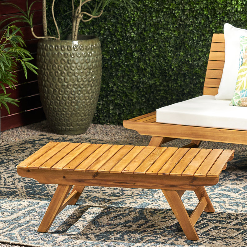Table basse d'extérieur en bois avec finition - 36,2 L x 23,55 P 12,38 H, construction à lattes ouvertes dans la teinte
