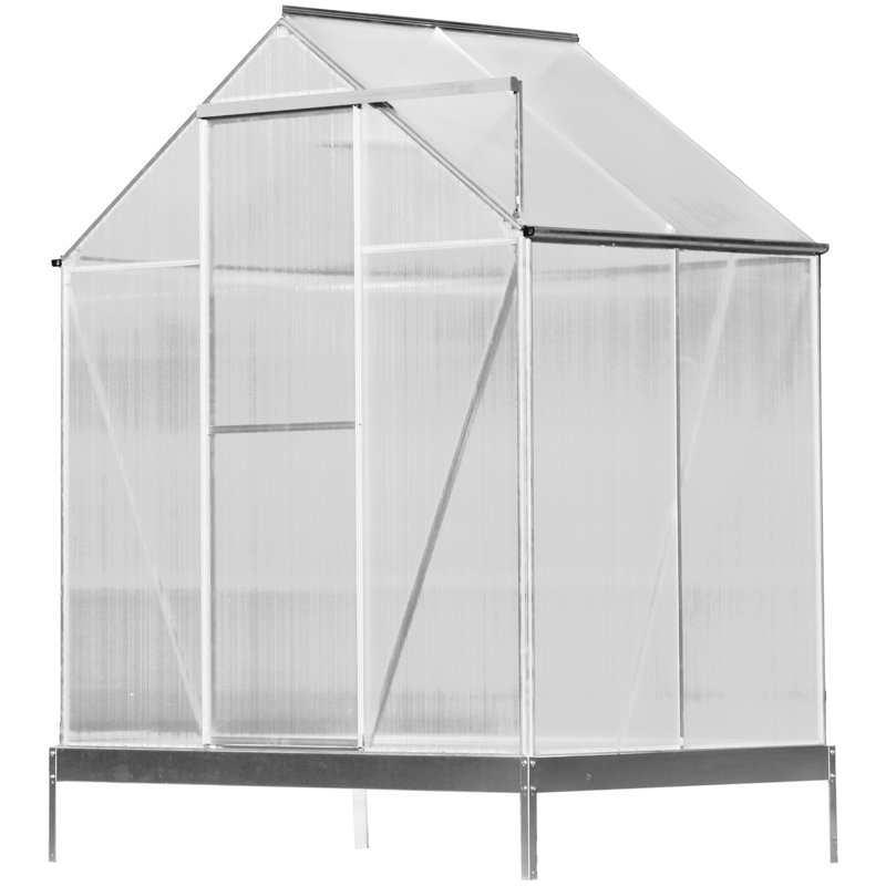 6.3'*4.2'*7' Polycarbonate Greenhouse, Silver, 8' H x 6.3' W x 4.2' D
