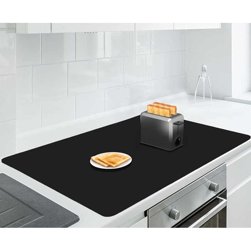 Très grand tapis en silicone 36 po x 24 po x 0,08 po, tapis en silicone multi-usage épais et résistant à la chaleur, Noir