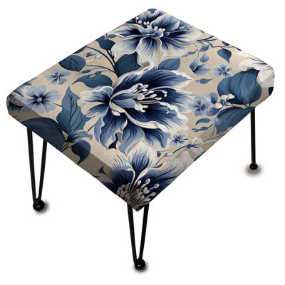 Serenity damassé bleue - Repose-pieds damassé rectangulaire