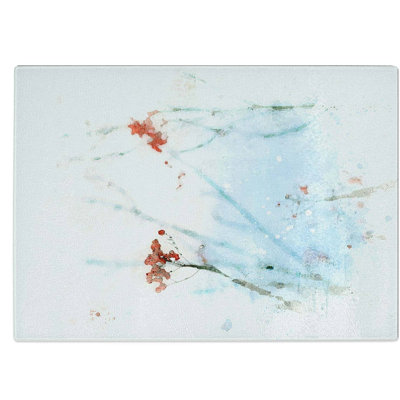 Tempered Glass Branches of Berries Chopping Board