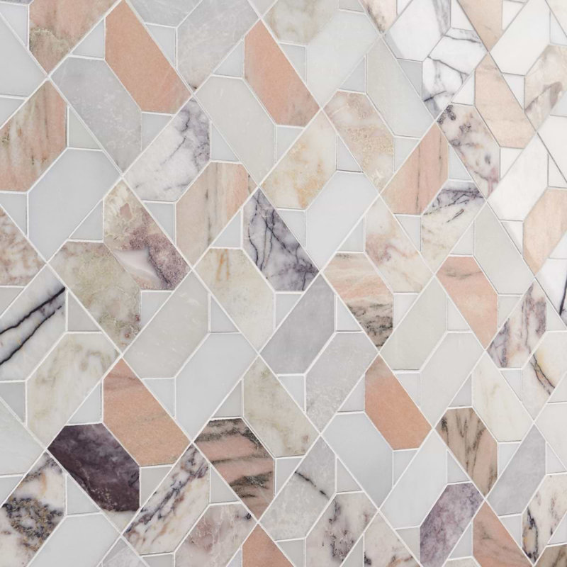 Isobel 13x13 Geometric Polished Marble Luxury Mosaic Tile, Grace