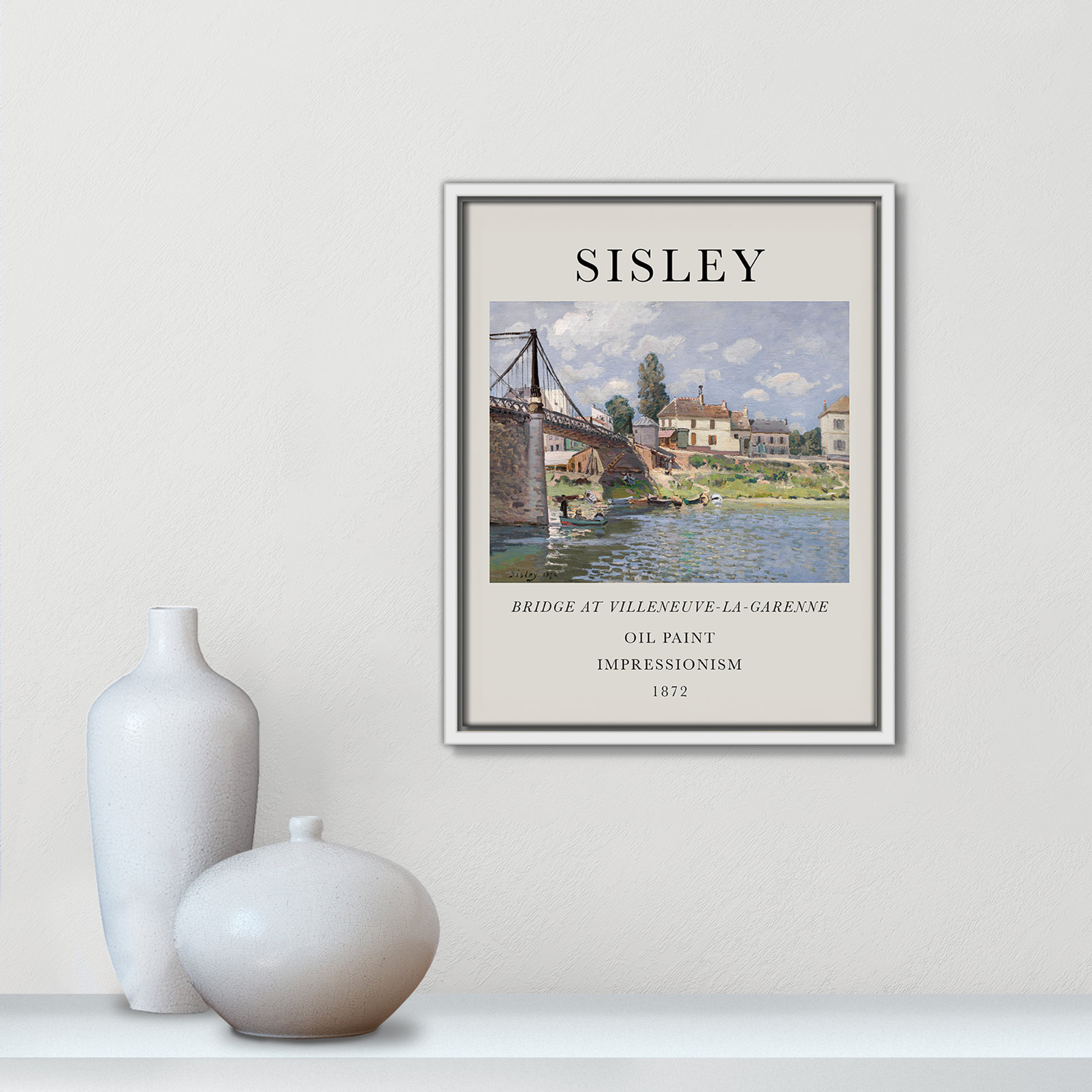 Old Masters Collection "The Bridge at Villeneuve" Print, No, 15.5" H x 12.5" W x 2" D, White Floater Frame