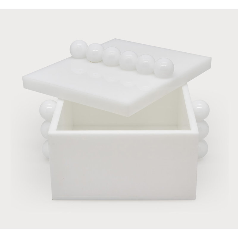 Acrylic Box w/Balls, 4" H x 8.75" W x 6.5" D, White