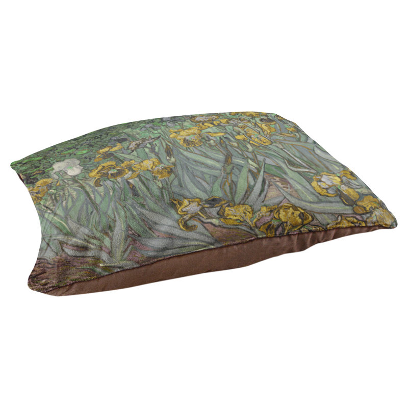Coussin stylisé irises Burk, L 32,5 po x l 42,5 po, Jaune / brun foncé
