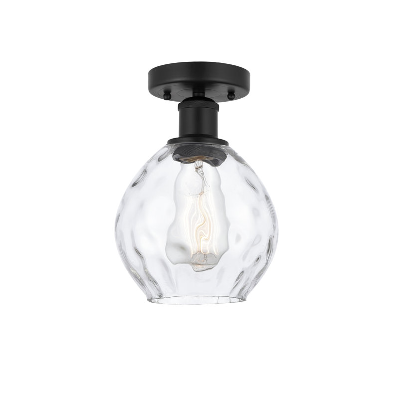 Oceanne Glass Semi Flush Mount, Matte Black
