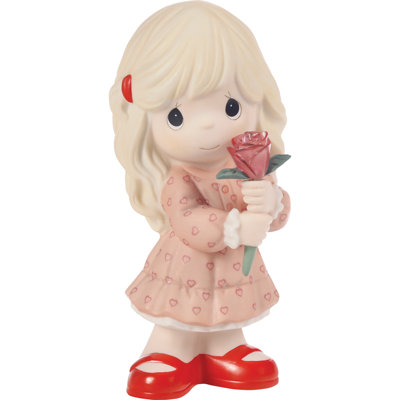 Precious Moments Girl Holding a Red Rose Figurine 4.76 Inch
